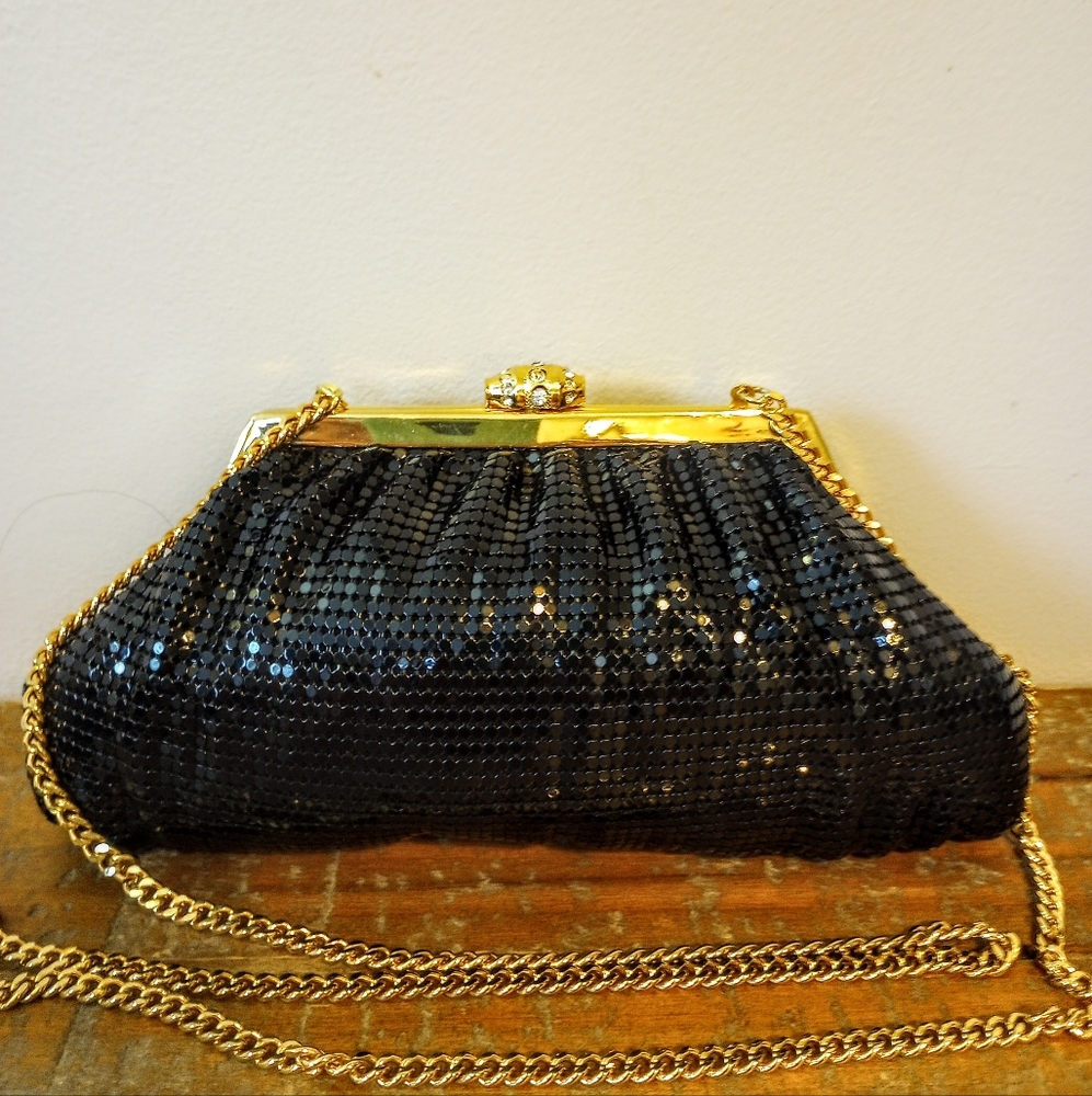 Whiting and Davis Black Mesh Evening Bag